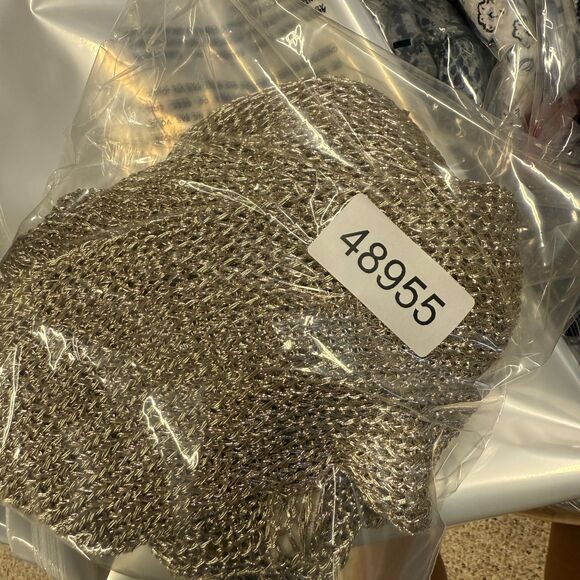 Windsor Knit Top Women L Large Gray Sheer Long Sleeve Round Neck Metallic Casual - Picture 7 of 7